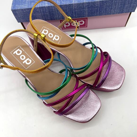 Pop Womens Kallie Heeled Sandals Pink Fuschia Multicolor Size 8 - Picture 1 of 9